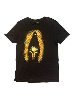 Coraline Black Yellow Short Sleeve Shirt Size Medium